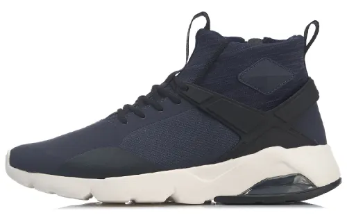 Li Ning Cushioning Slip Resistant Abrasion Resistant Coverage Breathable Mid top Running Shoes Unisex