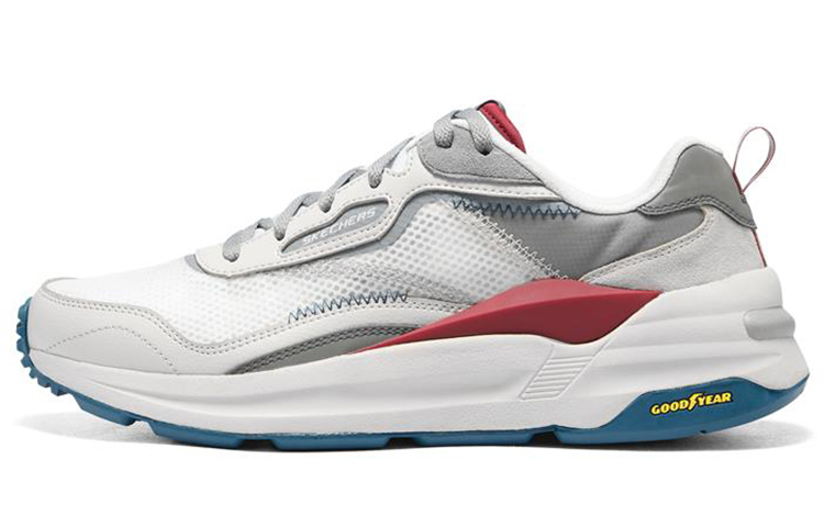 Skechers Global Jogger Comfortable Textile, Leather Low top Running Shoes Men's White Gray Red
