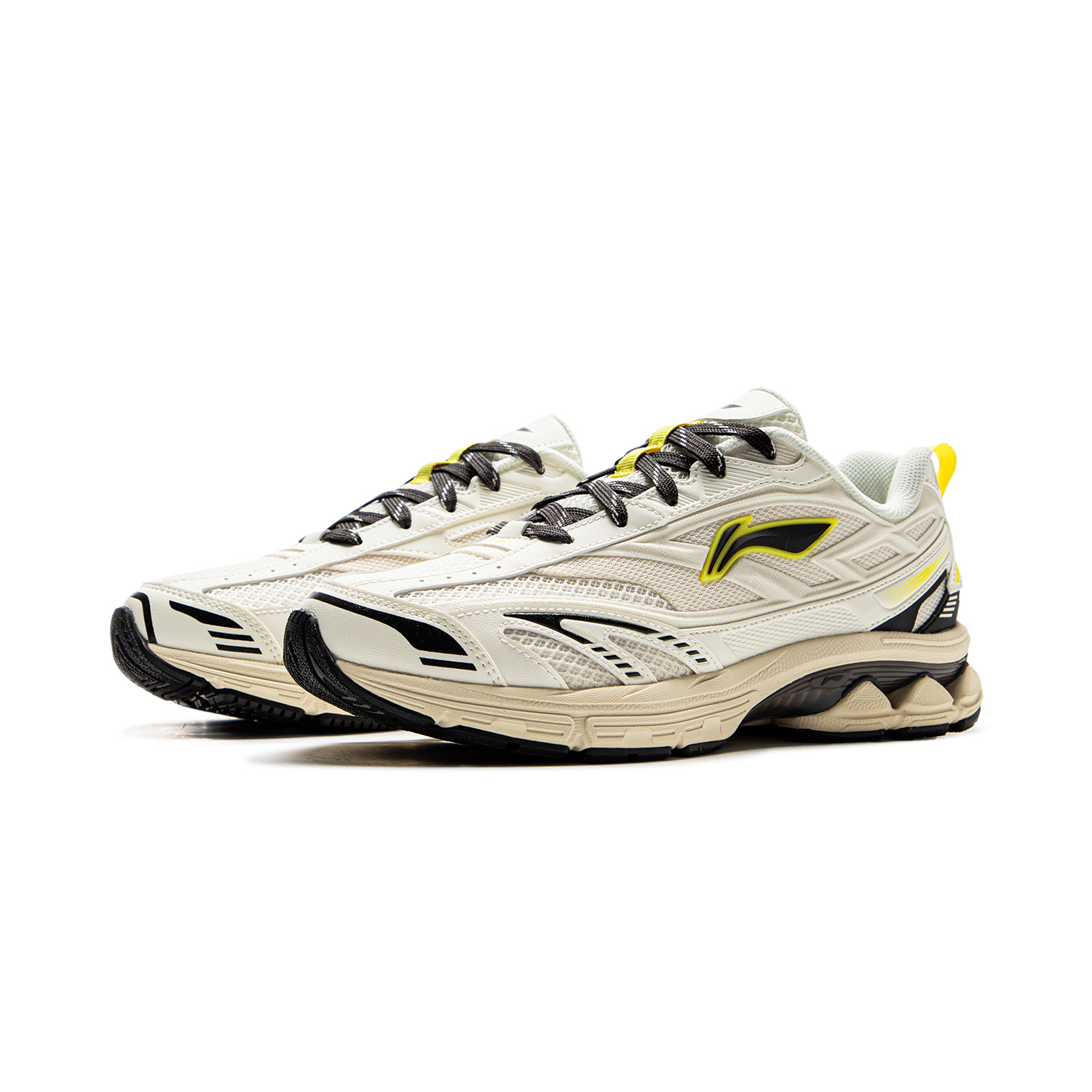 Li Ning Slip Resistant, Abrasion Resistant, Rebound Low top Casual Sprint Running Shoes Women’s Ecru