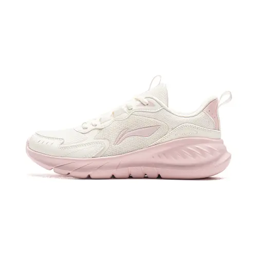 Li Ning Light Lanying Cushioning Abrasion Resistant Breathable Lightweight Low top Casual Running Shoes Women's Ivory