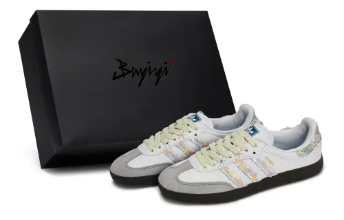 Adidas Originals SAMBA OG Floral Pastoral Abrasion Resistant Low top Skateboard Shoes Unisex Black White Gray Yellow