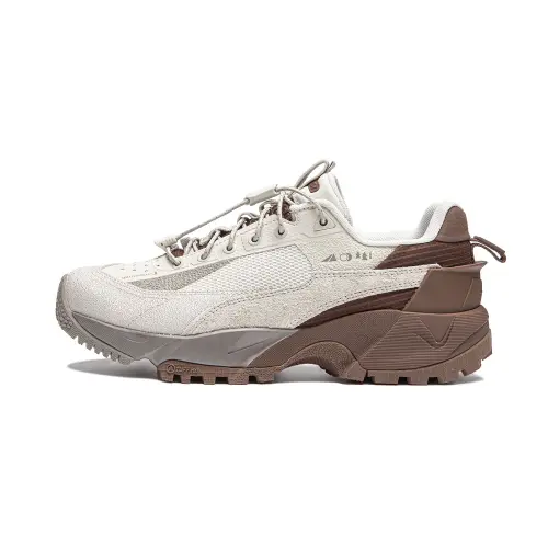 Li Ning Outdoor CF Tracing, Wild Xingshan PRO Cow Split Leather Waterproof Low top Casual Shoes Women's Gray Brown