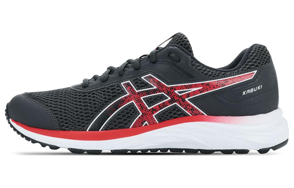 Asics Kabuki Slip Resistant Textile, Synthetic Leather Low top Running Shoes Men's Black Red