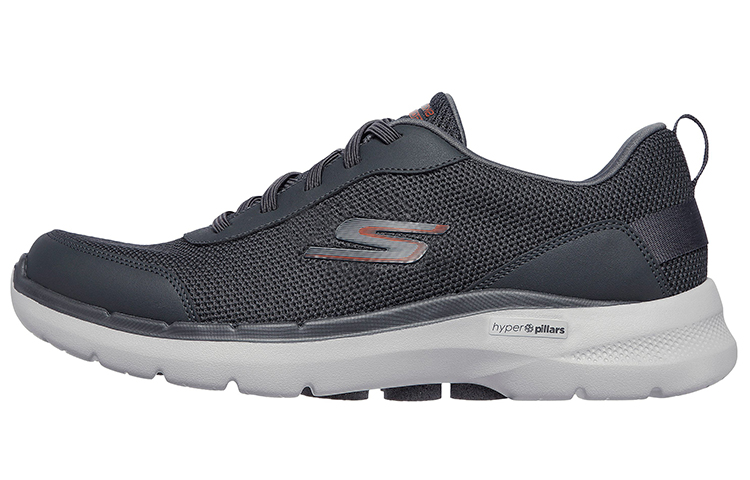 Skechers Skechers Go Walk 6 -Bold Knight fabric shock-absorbing and wear-resistant low-top running shoes for men, black and gray