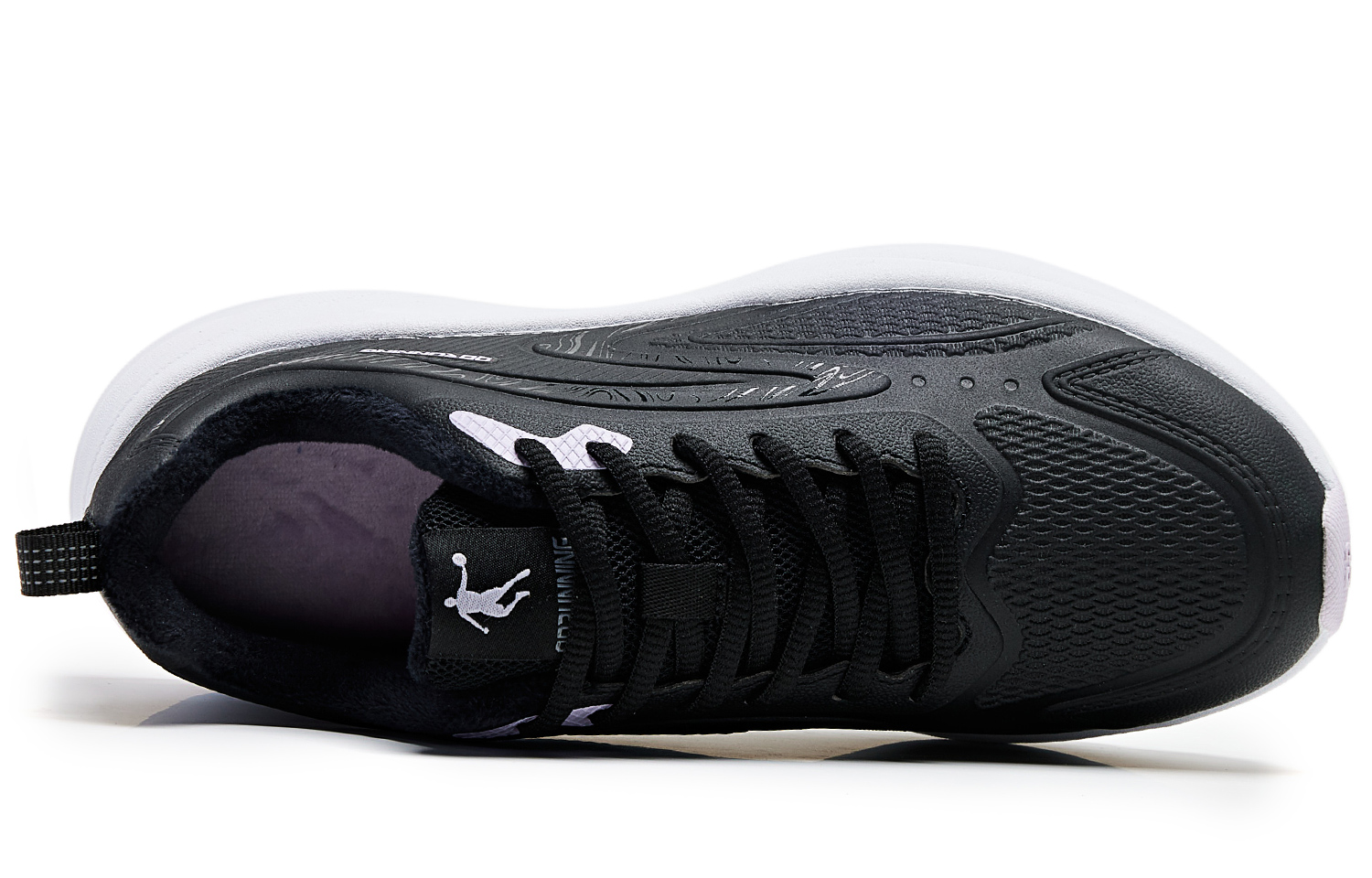 QIAODAN Fleece Lined Thermal Cushioning Lightweight Low top Running Shoes Women’s Black White