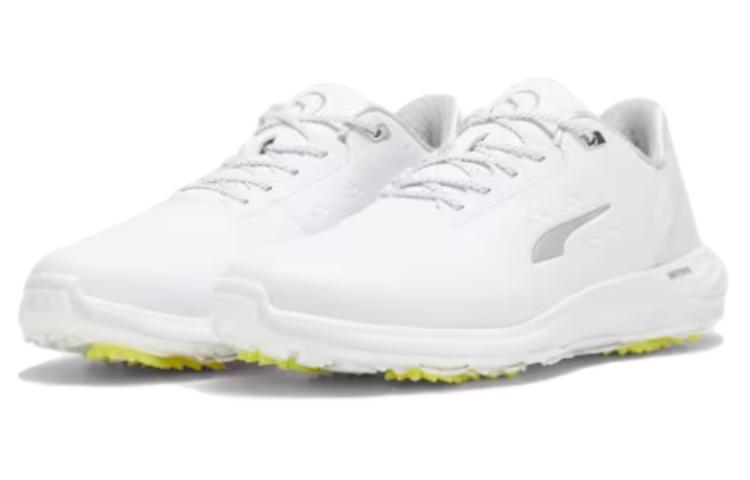 PUMA Phantomcat Cushioning Abrasion Resistant Cushioning, Wear Resistant Low top Golf Shoes Men’s White Yellow