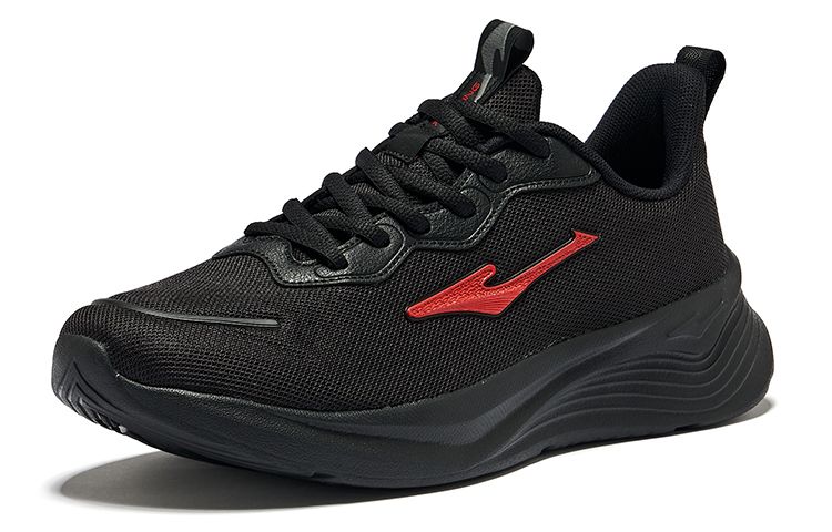 Erke Comfortable And Breathable Cushioning, Wear Resistant Low top Running Shoes Men’s Jet Black University Red