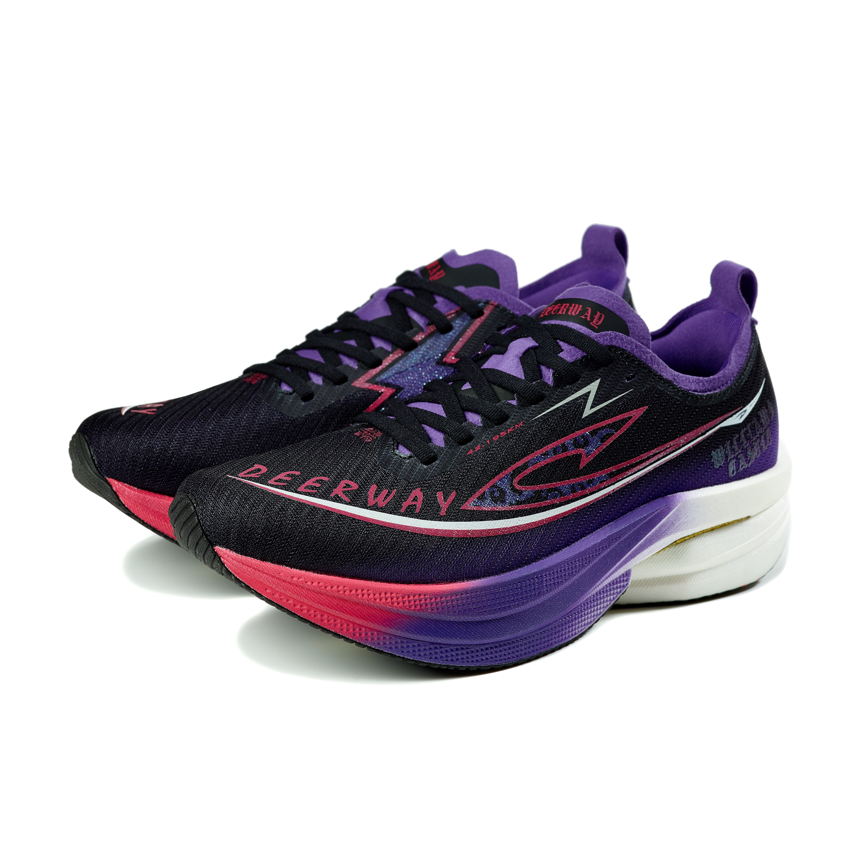 DEERWAY Running Shoes Unisex Black Purple