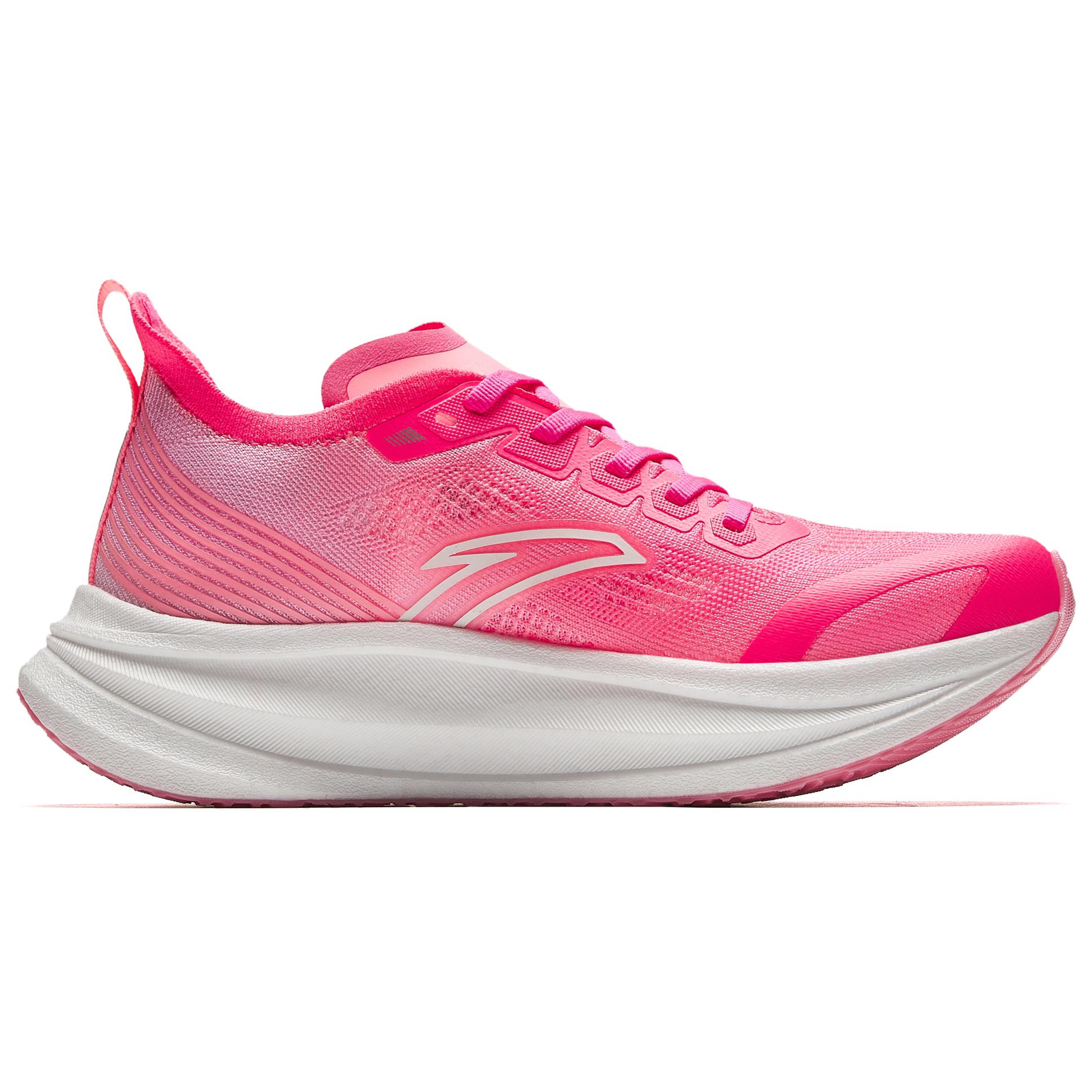 Anta Fabric Cushioning Abrasion Resistant Breathable Low top Full Length Carbon Plate Running Shoes Women’s Red Pink