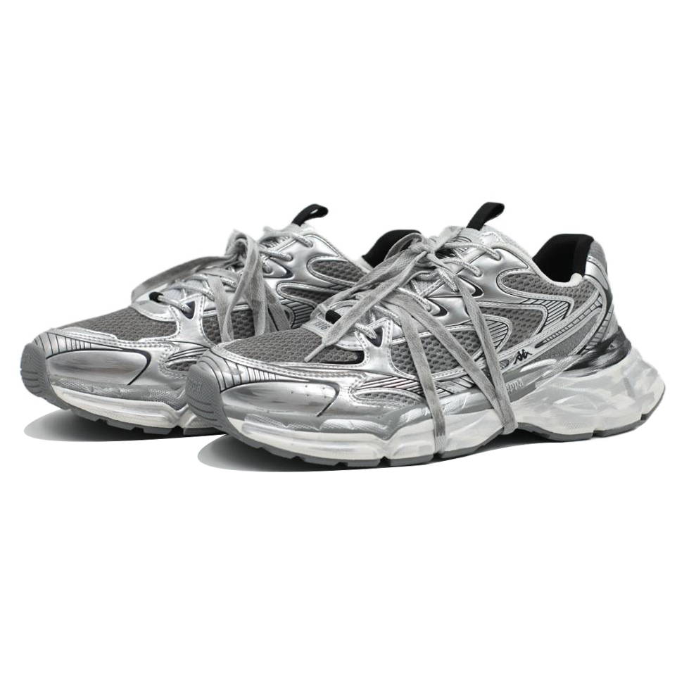 Kappa Slip Resistant Abrasion Resistant Low top Casual Running Shoes Unisex Silver Gray