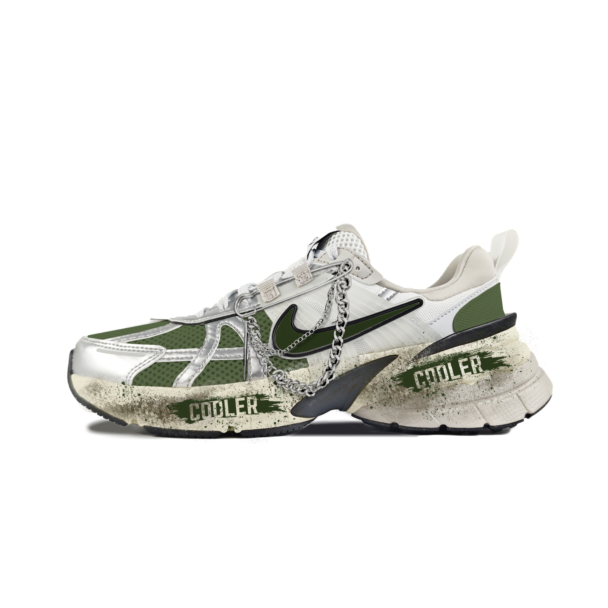 Nike V2K Run Abrasion Resistant Low top Running Shoes Women’s White Green