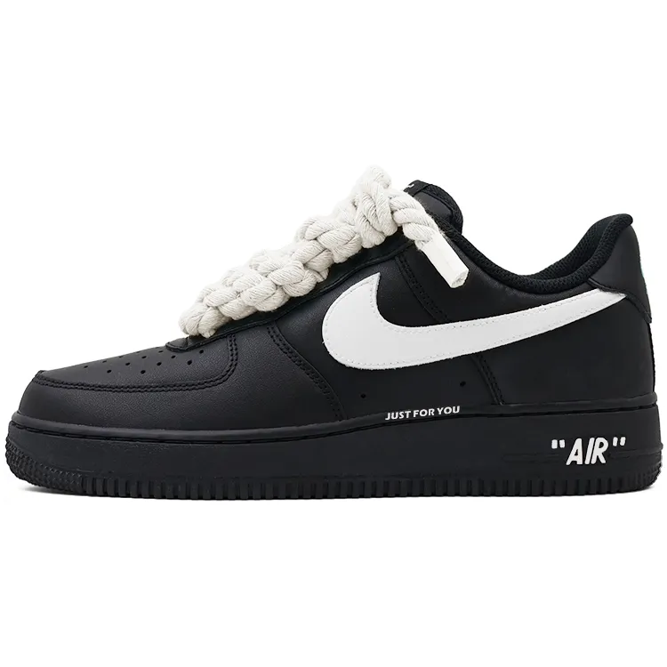 Nike Air Force 1 Slip Resistant Abrasion Resistant Low top Skateboard Shoes Unisex Black White