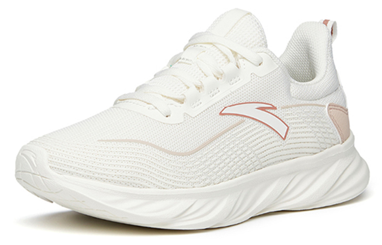 Anta Comfortable Round Toe Cushioning Slip Resistant Abrasion Resistant Low top Running Shoes Women’s Beige Pink