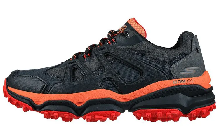 Skechers GO RUN Textile, Leather Low top Casual Running Shoes Men's Black Orange