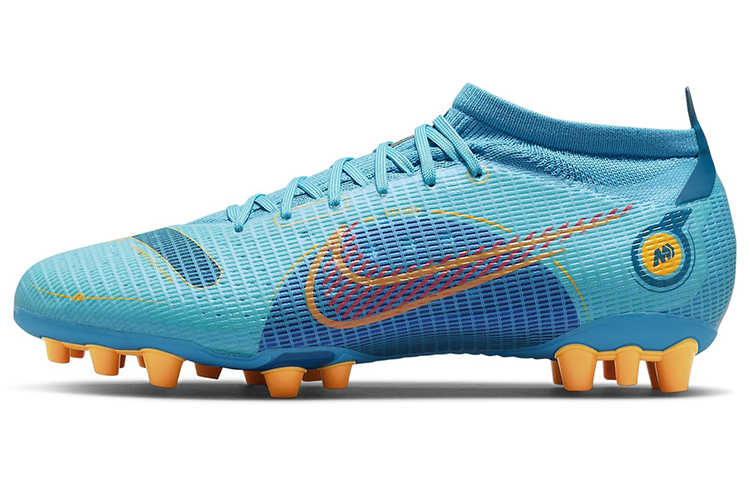 Nike Mercurial Vapor 14 Mercurial 14 Pro round head AG (glue short nails) artificial grass leather shock-absorbing anti-slip wear-resistant football shoes men's blue