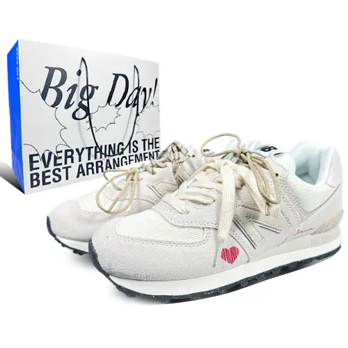 New Balance NB 574+ Fabric Low top Casual Running Shoes Unisex Ecru