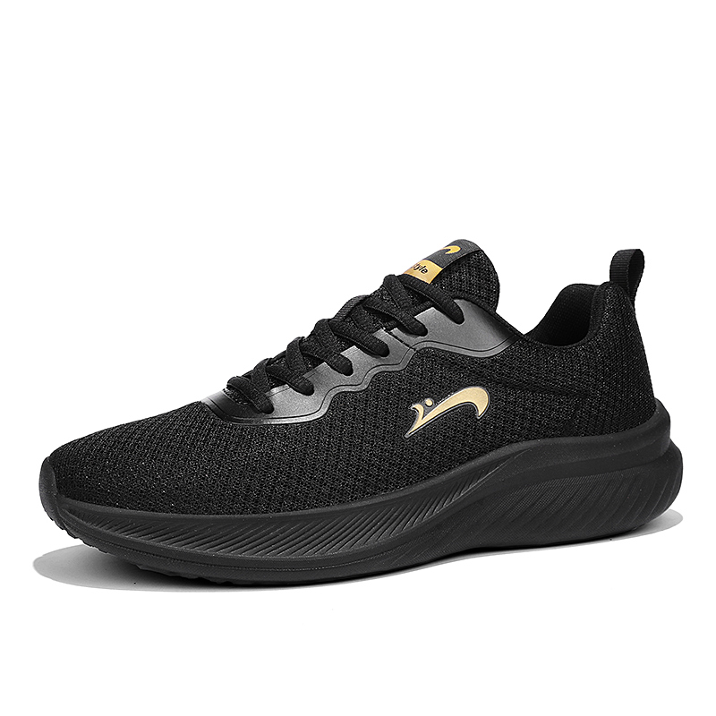 K bird Outdoor Breathable Lightweight Rebound Low top Casual Running Shoes Men’s Black Gold