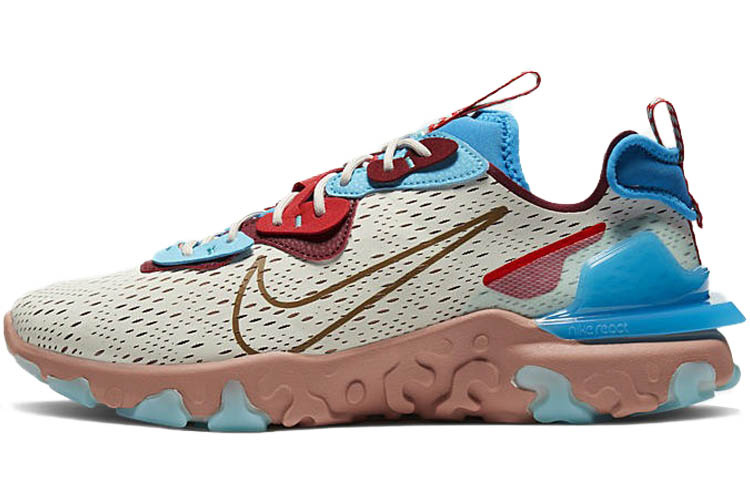 Nike React Vision Desert Oasis Foam Desert Oasis Shock Absorbing, Anti-slip and Wear-resistant Low-top Casual Running Shoes Men's Beige Blue