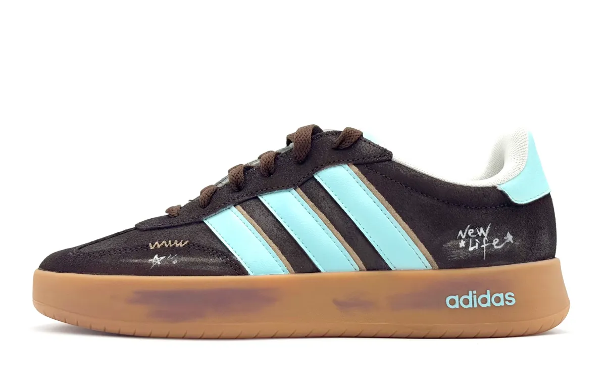 Adidas BARREDA REGO Hot Dog, Brown Shadow Blue Trace Abrasion Resistant Low top Skateboard Shoes Unisex Brown Blue