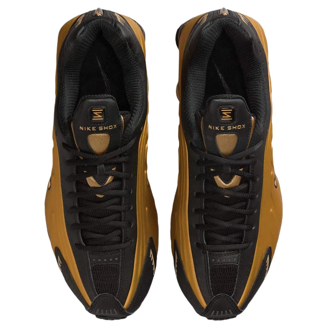 Nike Shox R4 Running Shoes Unisex Gold Black