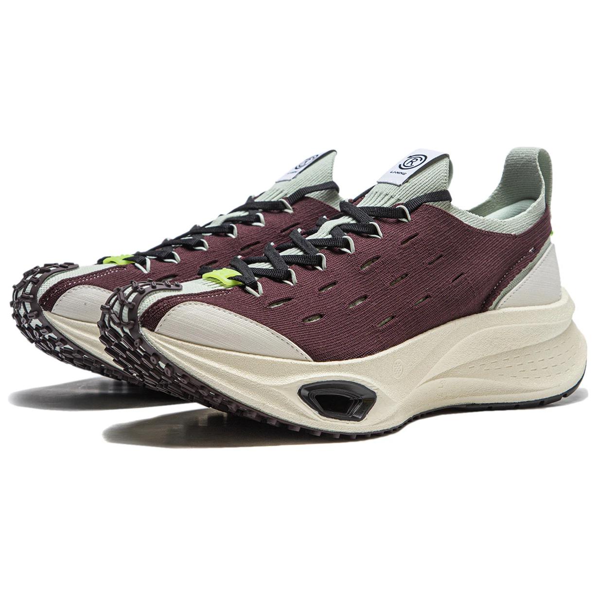 Li Ning Cushioning Slip Resistant Low top Running Shoes Unisex Umber Green