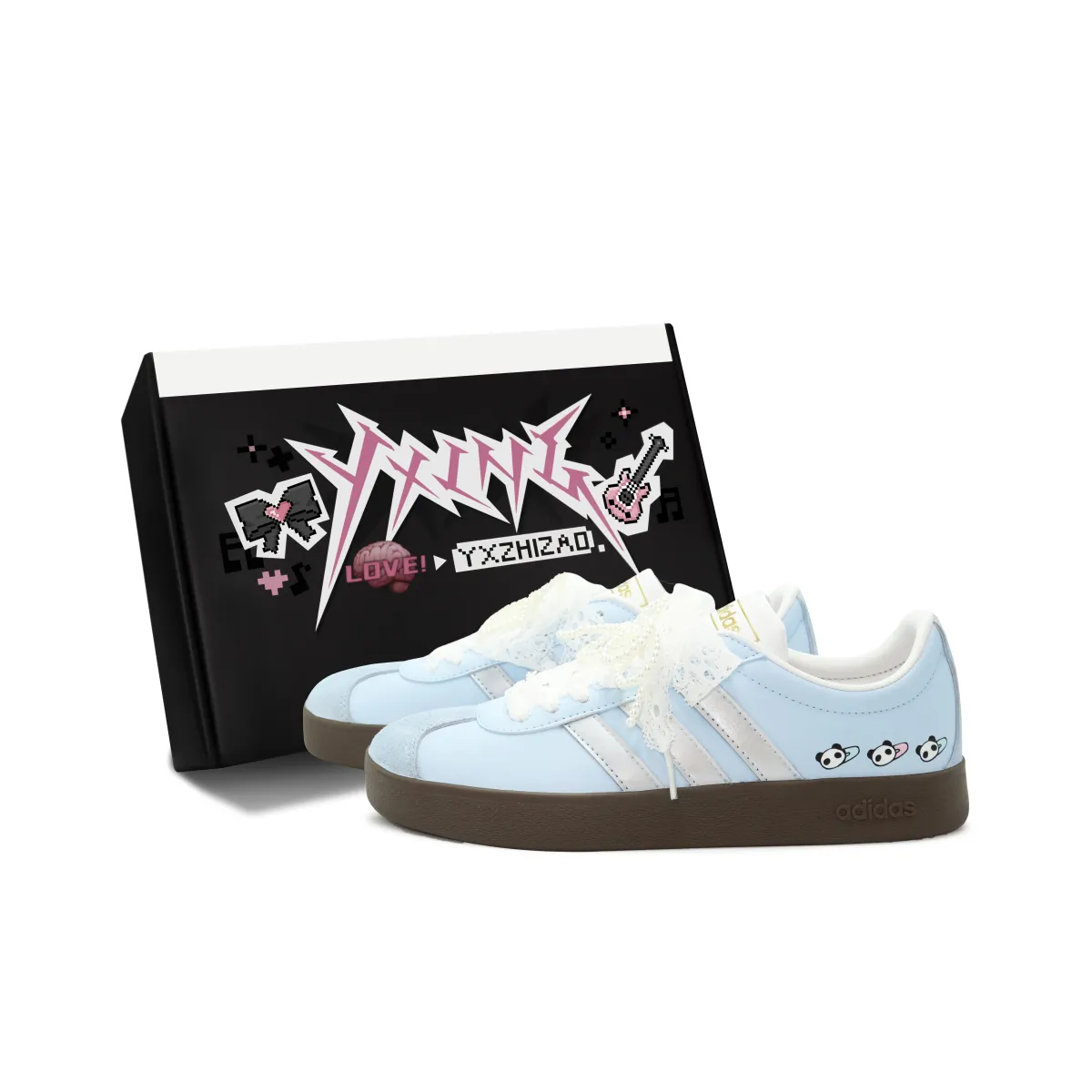 Adidas VL COURT 2.0 Slip Resistant Low top Skateboard Shoes Unisex Light Blue Silver