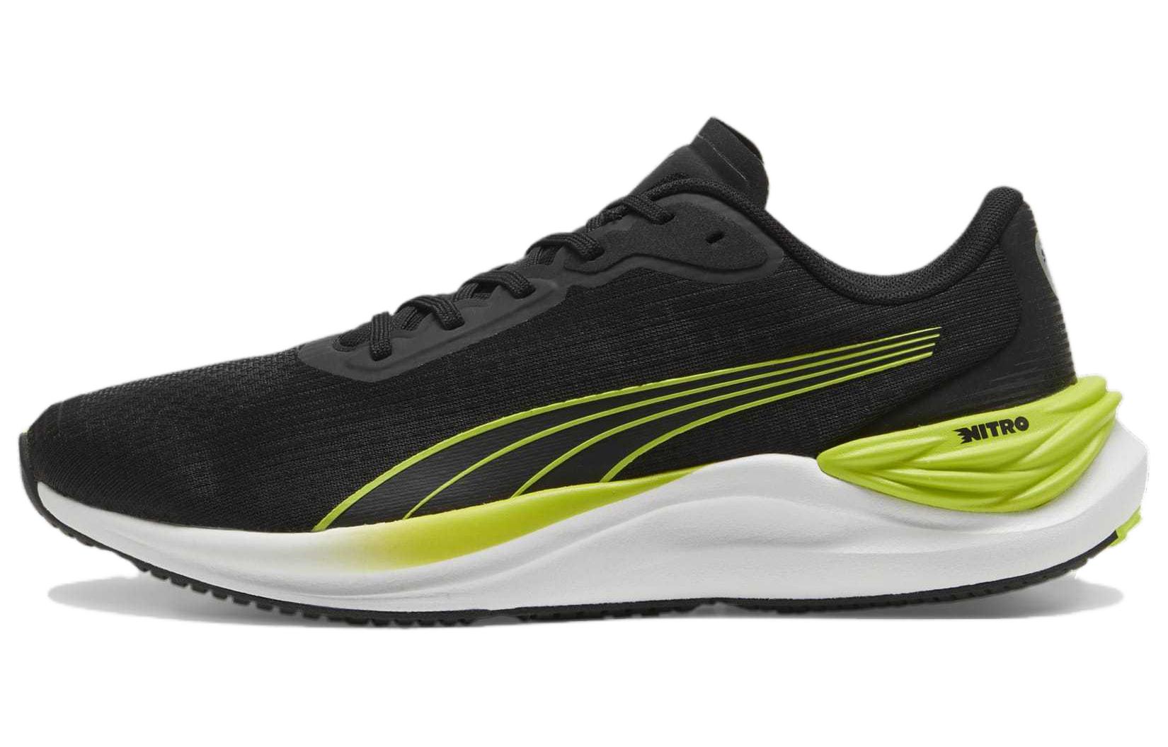 PUMA Electrify Nitro 3 Comfortable Slip Resistant Low top Running Shoes Men's Black Green White