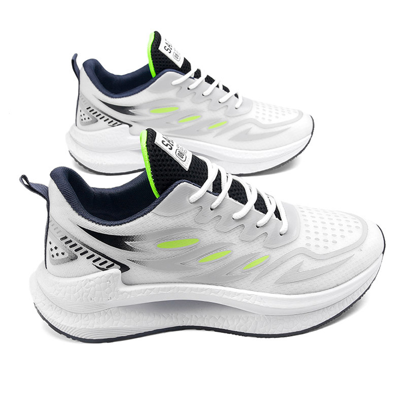 MEKY Slip Resistant, Abrasion Resistant, Breathable Low top Running Shoes Men’s White Gray Green
