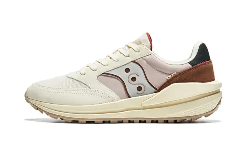 Saucony JAZZ RENEW Mesh, Nylon Slip Resistant Abrasion Resistant Low top Casual Running Shoes Unisex Beige Brown