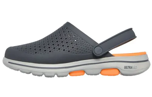 Skechers Go Walk 5 Comfortable Rubber Sole Closed Toe Slippers Men's Orange Charcoal Gray