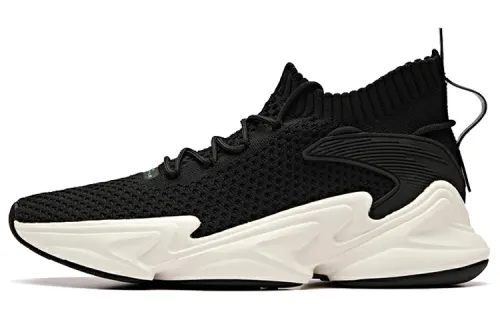 Anta Comfortable Slip Resistant, Abrasion Resistant, Lightweight Mid top Running Shoes Men's Black White