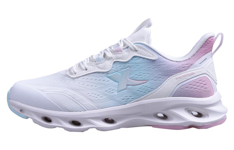 XTEP Textile, Synthetic Leather Cushioning Slip Resistant Low top Running Shoes Women’s White Blue Pink
