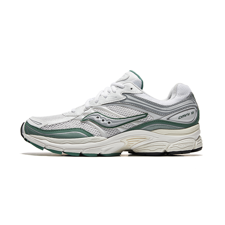 Saucony Pro Grid Omni 9 Slip Resistant Abrasion Resistant Low top Running Shoes Unisex White Light Green