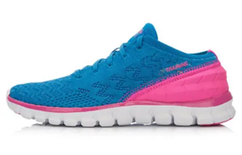 Li Ning Cushioning Breathable Abrasion Resistant Slip Resistant Low top Running Shoes Women's Pink Blue