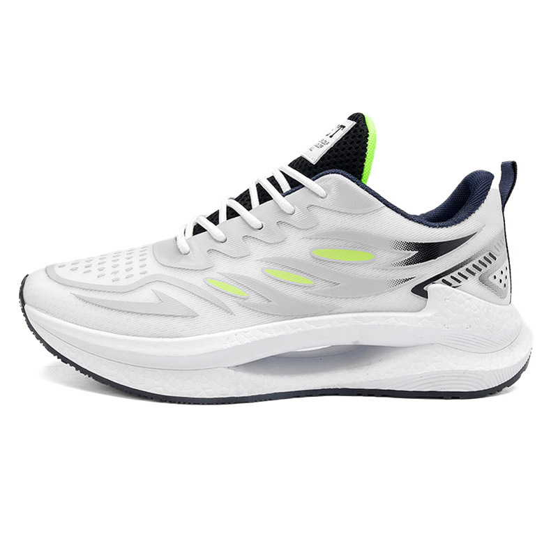 MEKY Slip Resistant, Abrasion Resistant, Breathable Low top Running Shoes Men’s White Gray Green