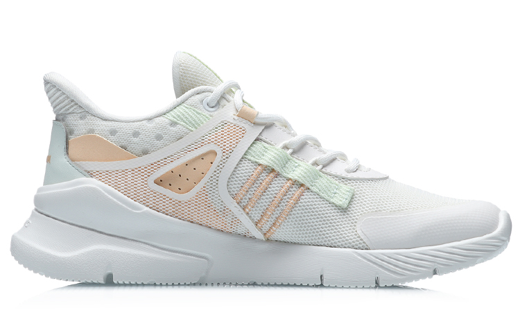 Li Ning Slip Resistant Abrasion Resistant Low top Running Shoes Women’s White Apricot Green