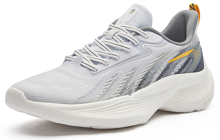 Erke Textile, Synthetic Leather Cushioning Abrasion Resistant Breathable Low top Casual Running Shoes Men’s White