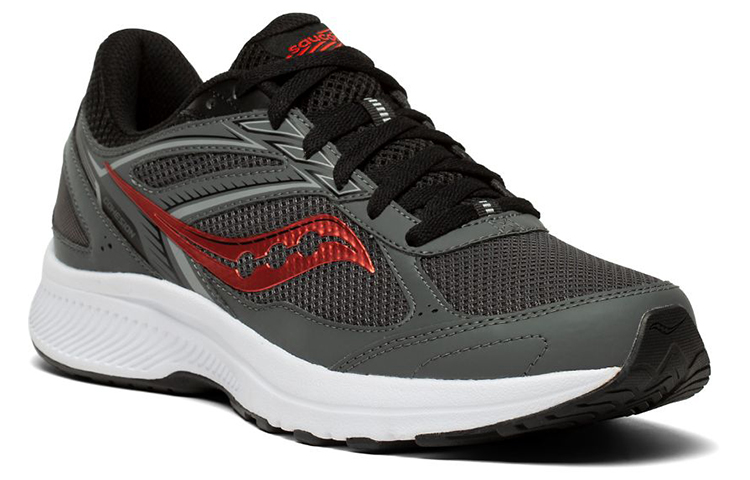 Saucony Cohesion 14 Mesh Cushioning Slip Resistant Abrasion Resistant Low top Running Shoes Men’s Gray Black Standard M