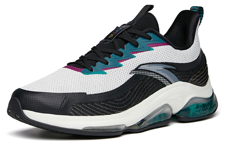 Anta Comfortable Cushioning Slip Resistant Abrasion Resistant Low top Running Shoes Men’s Black White Green