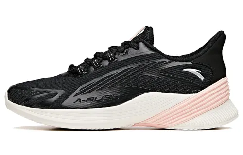 ANTA Running Shoes Women's Low Top Black/Ivory White/Cherry Blossom Pink