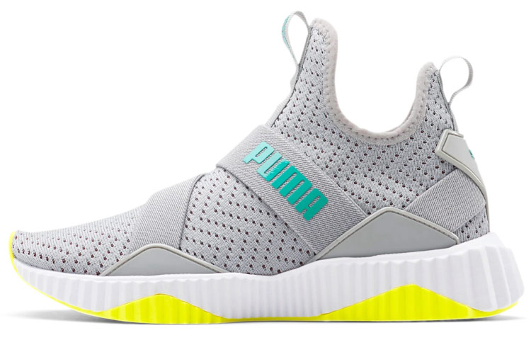 PUMA Defy Mid Core Abrasion Resistant Cushioning Lightweight Mid top Casual Shoes Gray Blue Yellow