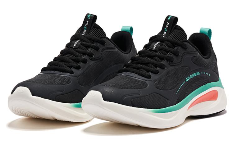 QIAODAN Comfortable Cushioning Slip Resistant Abrasion Resistant Low top Running Shoes Men’s Black Green