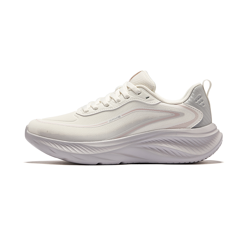 Erke Cloud Chase Running Shoes Women’s Low Top Microcrystal White, Mist Gray