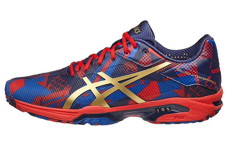 Asics Gel Solution Speed 3 Abrasion Resistant Low top Running Shoes Men's Red Blue