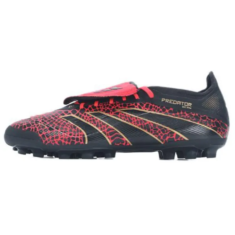 Adidas PREDATOR ELITE Slip Resistant Abrasion Resistant Soccer Shoes Unisex Black Red