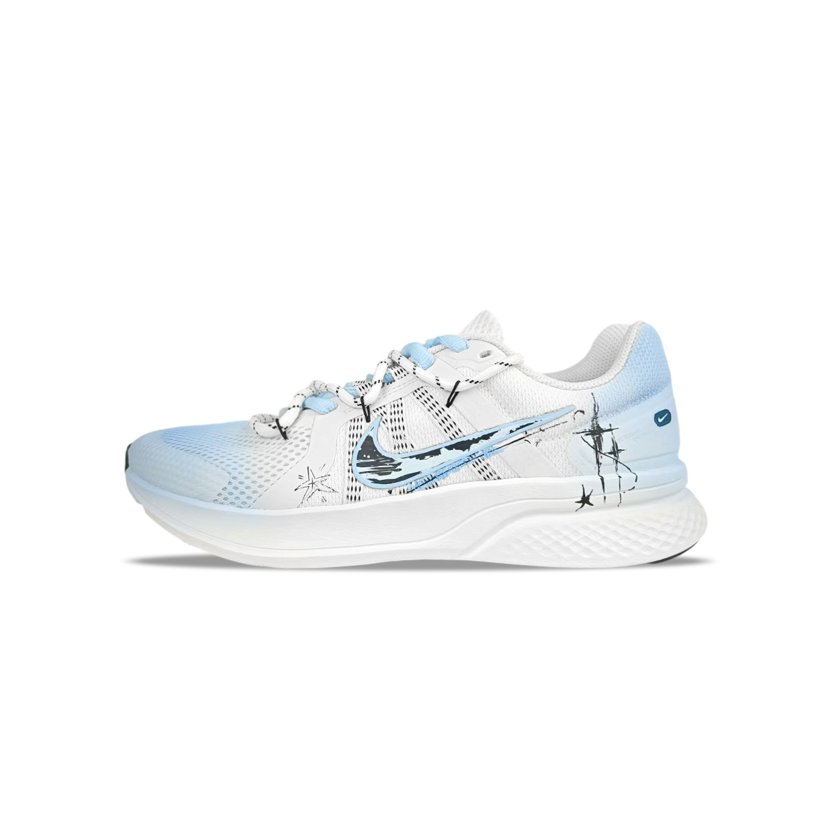Nike Run Swift 2 Abrasion Resistant Breathable Coverage Low top Running Shoes Unisex Blue White