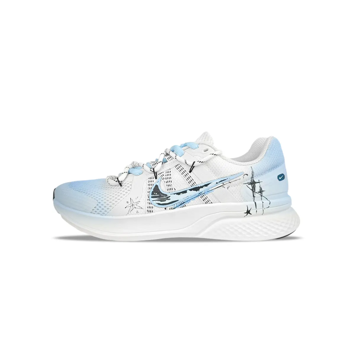 Nike Run Swift 2 Abrasion Resistant Breathable Coverage Low top Running Shoes Unisex Blue White