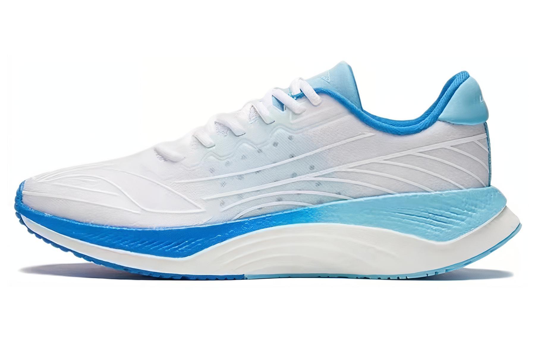 Li Ning Cushioning Slip Resistant Abrasion Resistant Low top Running Shoes Men’s White Blue