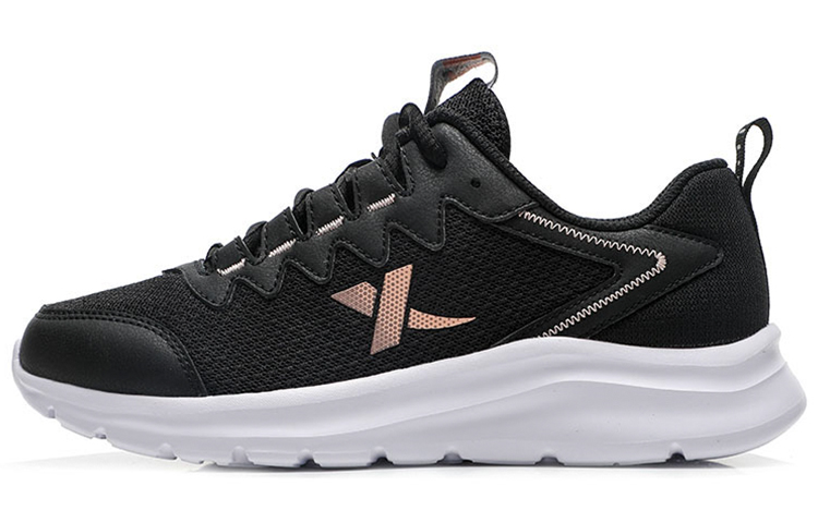 XTEP Mesh Textile, Synthetic Leather Slip Resistant, Breathable, Lightweight Low top Casual Running Shoes Women’s Black