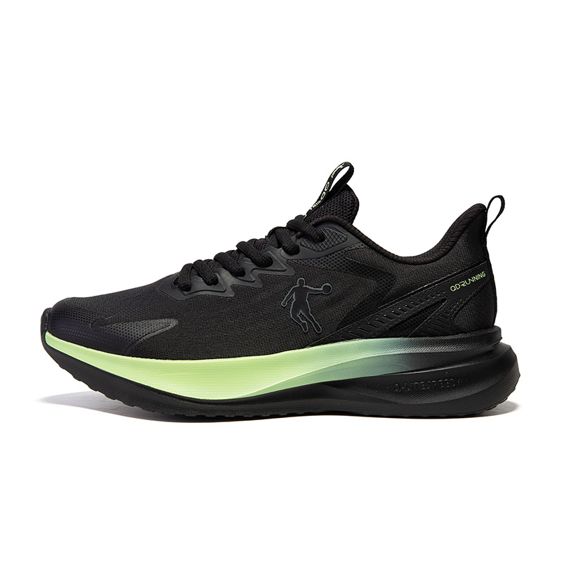 QIAODAN Cushioning Breathable Lightweight Low top Casual Running Shoes Men’s Black Oil Green